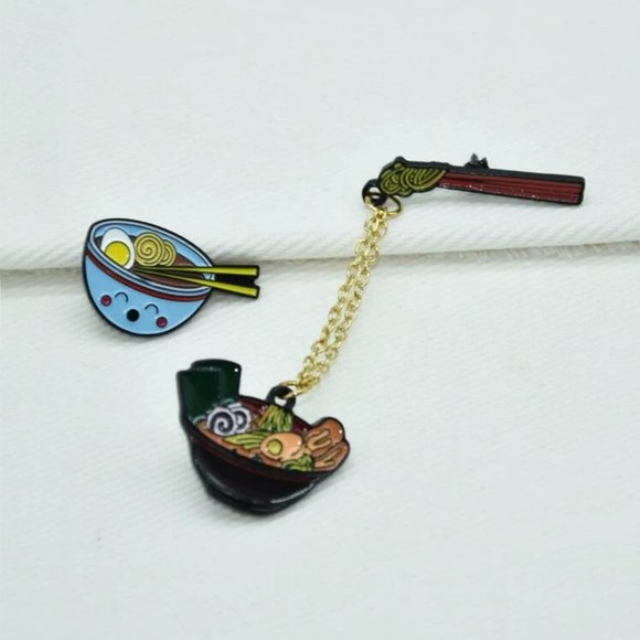 Jewelry - Ramen Noodles & Bowl Set Chain Pins